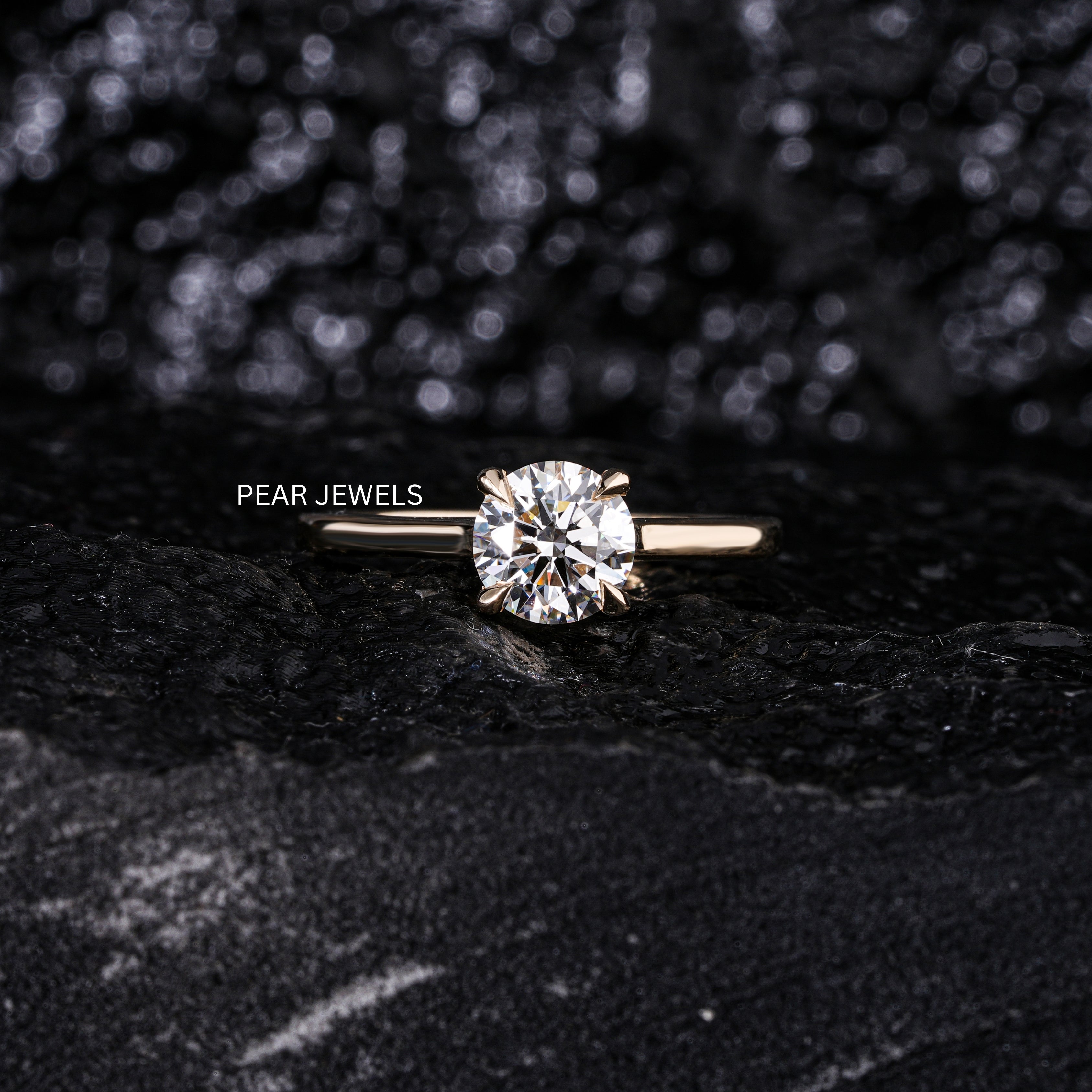 1.2Ct Round Solitaire Labgrown Diamond Engagement Ring - Pear Jewels